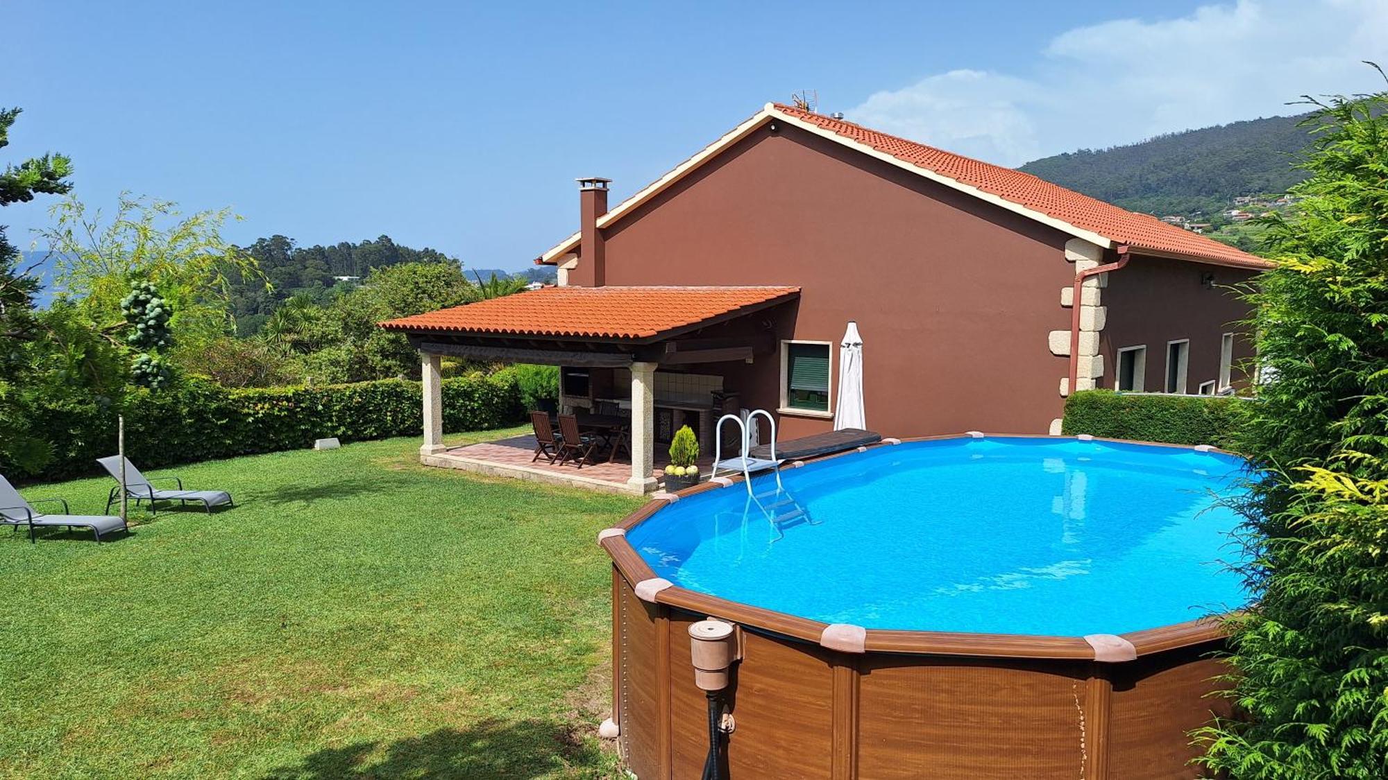 Chalet Rural 400 M Playa Piscina Barbacoa Chimenea Bueu Exterior photo